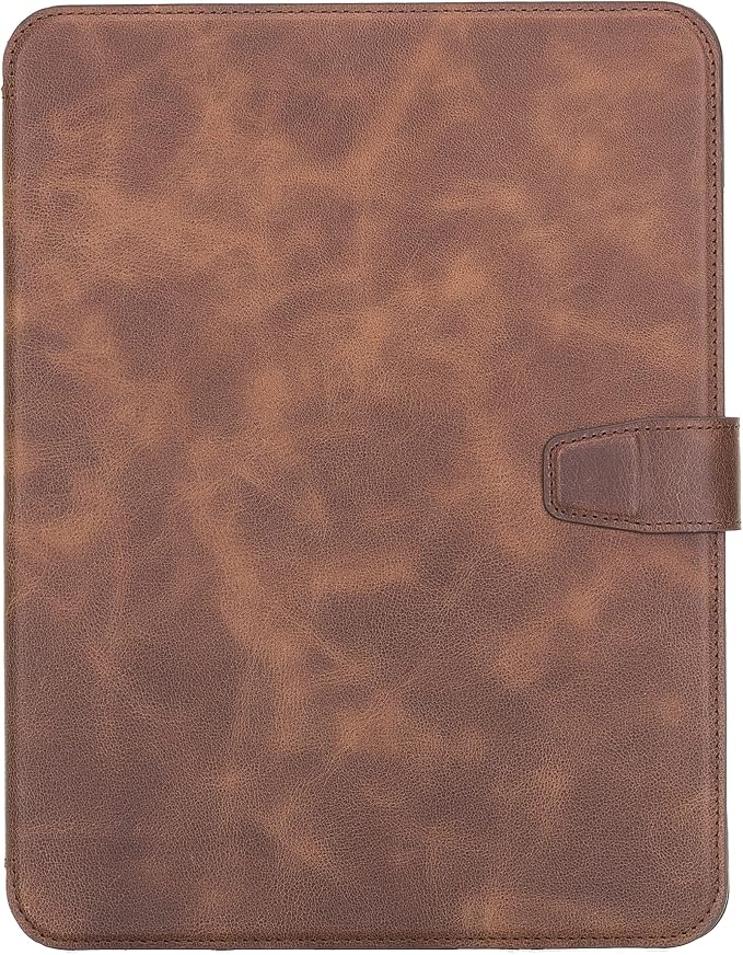Genuine Leather Handmade iPad 10.2 Magnetic Closure Case with Separeted Compartments and Card Slots for Women &amp Men (8th Gen 2020) (7th Gen 2019) (Black)