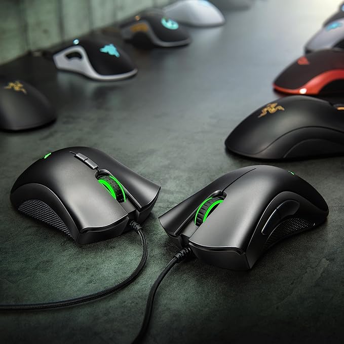 Razer DeathAdder Essential Gaming Mouse: 6400 DPI Optical Sensor - 5 Programmable Buttons - Mechanical Switches - Rubber Side Grips - Mercury White