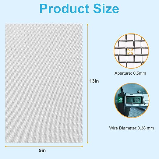 4 Pcs 13x9 40 Mesh 304 Stainless Steel Wire Mesh Sheet, Rustproof Metal Mesh
