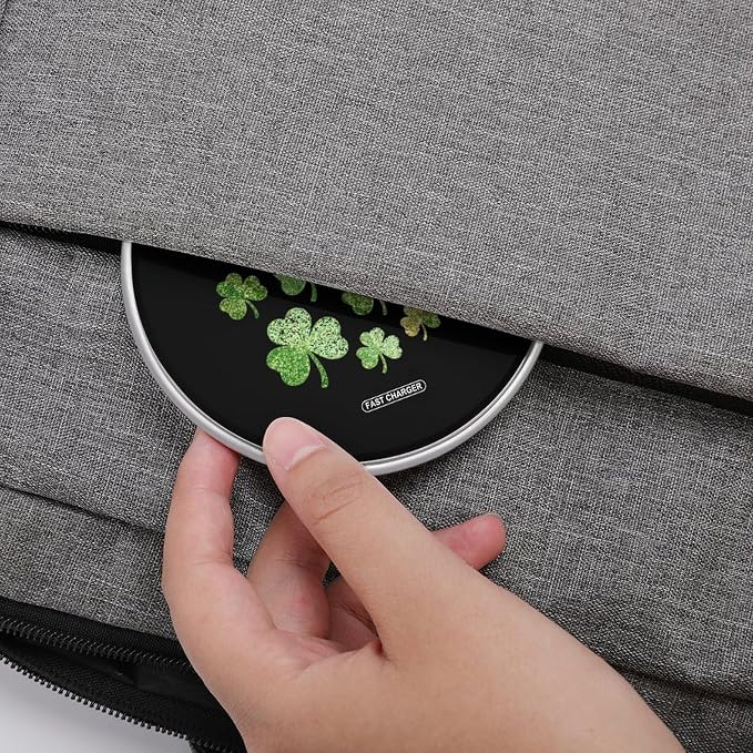 Stpatricks Day Shamrock Irish Clover Wireless Charger SlimWireless Charging Pad Anti-Slip Charger Mat for Men Women