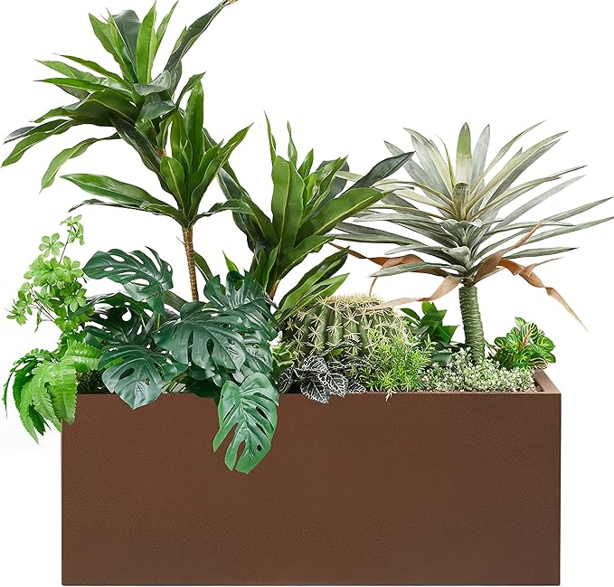 Wallowa Metallic Heavy Long and Large Outdoor/Indoor Planter Box, 38”Lx15”Wx15”H, 40Pounds, Espresso