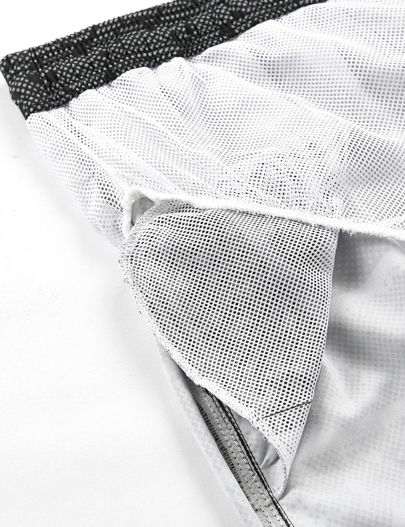 ELETOP Men's Swim Trunks Quick Dry Bathing Suit Swimming Board Shorts Mesh Lining Beach Swimwear Stripe Grey XL