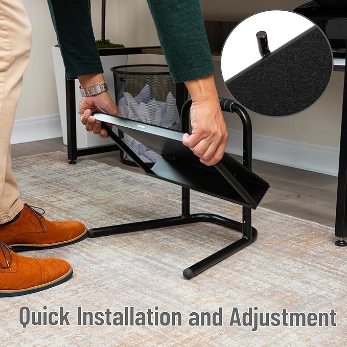 Mind Reader Foot Rest, Foot Stool, Under Desk at Work, Ergonomic, Adjustable, Office, Metal, 15"L x 14.25"W x 14.5"H, Black