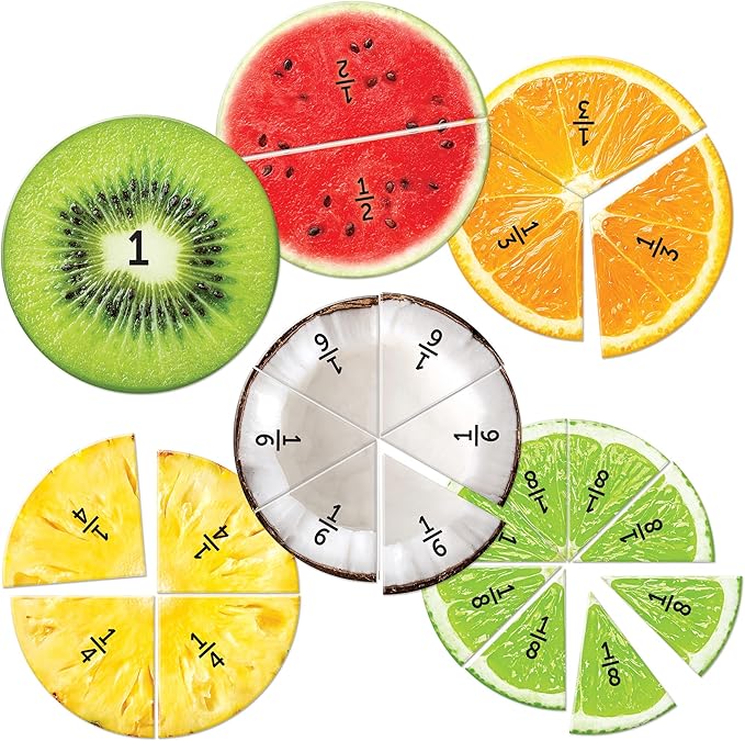Learning Resources Magnetic Fruit Fractions - Math Manipulatives, Addition and Subtraction, Math Games, Fractions for Kids, Montessori Games, Classroom Must Haves, Teacher Supplies