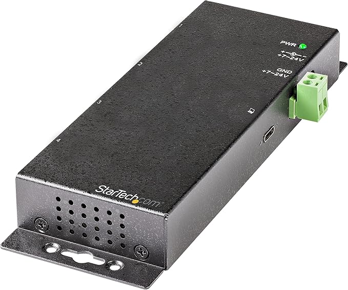 StarTech.com 4 Port USB C Hub 10Gbps - Metal Industrial USB-C Hub - 2X USB-C & 2X USB-A - ESD Surge Protection - USB-C or USB-A Host - Self-Powered Mountable USB 3.2 Gen 2 Type-C Hub, TAA