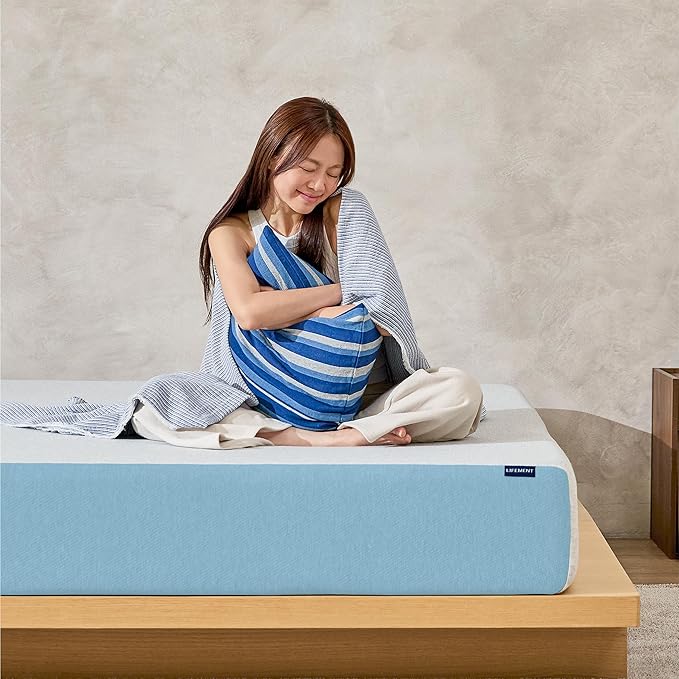 LIFEMENT Basic Queen Cooling Gel Infused Memory Foam Mattress in a Box | Medium Firm Bed, Fiberglass Free, Certified Pressure Relief Foam, Cooling Comfort Sleep, 8 Inch
