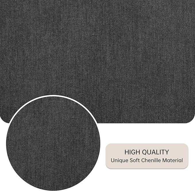 VKNOW Upholstered Dining Chairs Set of 2, Modern Dining Room Chairs, Linen Kitchen Chair Dinner Chair with Black Metal Base for Kitchen Office, Dark Grey-Unstriped