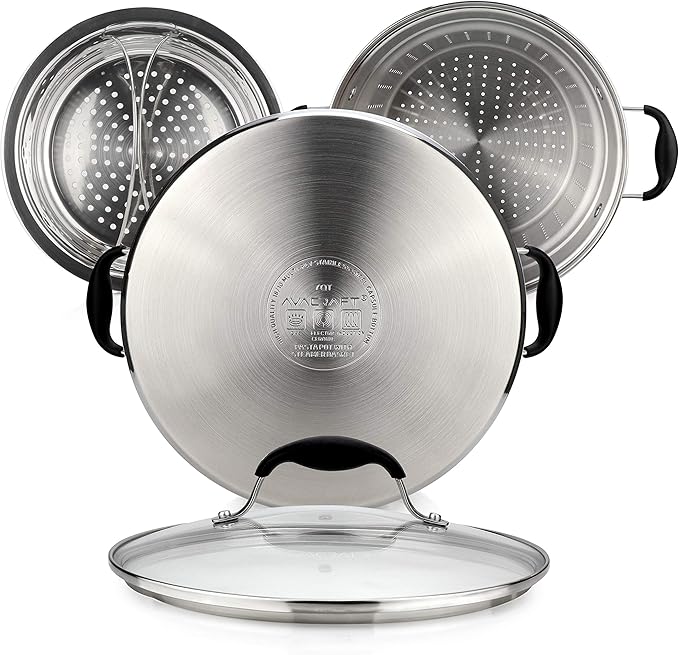 AVACRAFT 7 Quart 18/10 Stainless Steel 4 Piece Pasta Pot Set