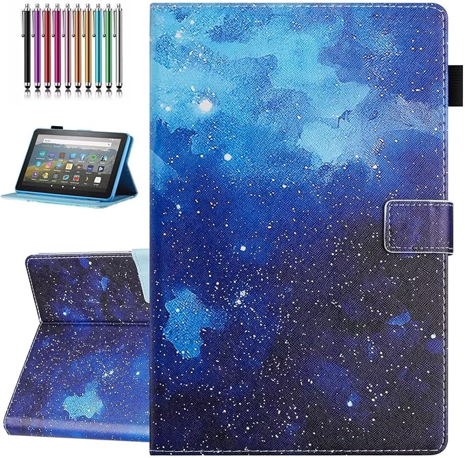 Case for Amazon Fire HD 8 &amp 8 Plus (12th/10th Generation 2024/2022/2020 Release) Pen Holder Premium PU Leather Stand Cover with Smart Auto Wake/Sleep Green Tress