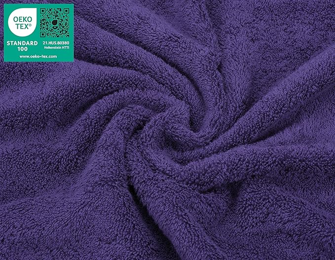 American Soft Linen Luxury Washcloths for Bathroom, 600 GSM 100% Cotton 4 Piece Turkish Wash Cloth Set, 13x13 in Soft Rags for Body and Face, Purple Washcloths