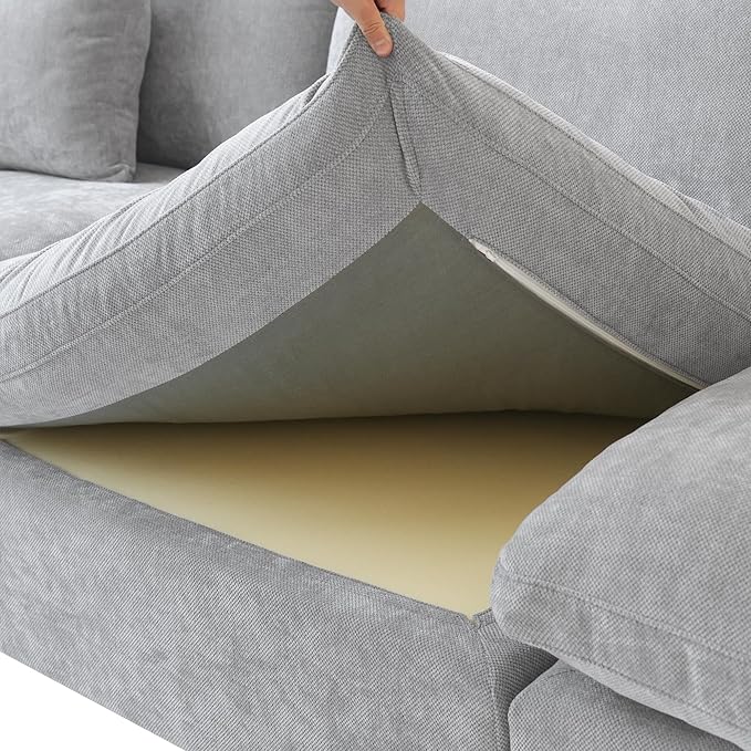 WJShome 83" Cloud Couch Sectional for Living Room, Down Filled Modular Sectional Sofa,L Shaped Sofas with Ottoman,Convertible Couch, Sofa Covers Washable&Replaceable,Gray