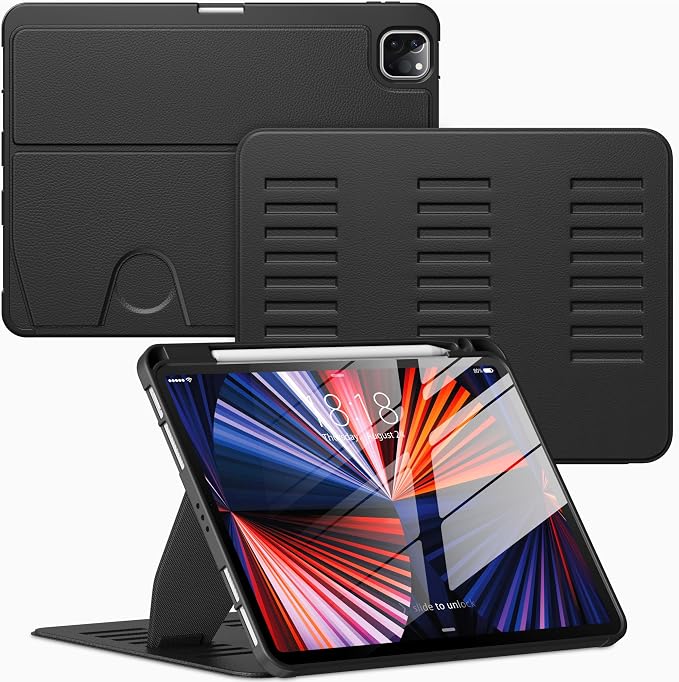 VIKESI Case for iPad Pro 11 inch (M5/M4) 2025/2024Multiple Angles Magnetic Stand CoverShockproof BackPencil Holderand Auto Sleep/WakeBlack