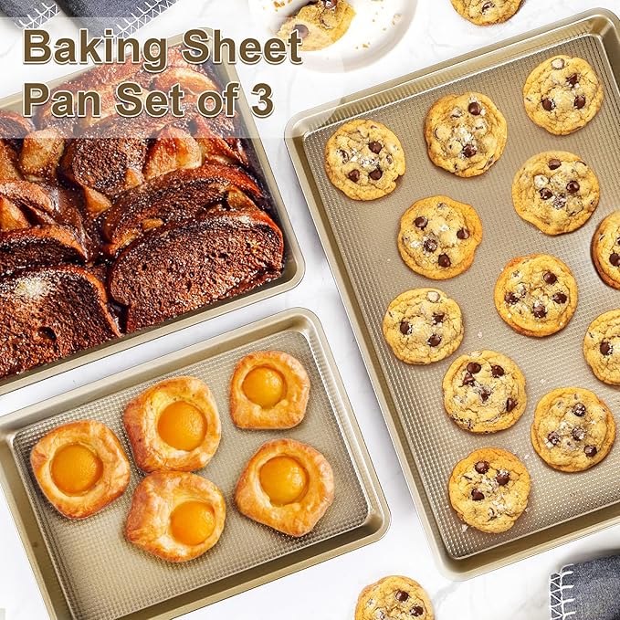 FLAREFX Baking Pan Set of 3 | 13/15/18" Cookie Sheets for Baking Supplies