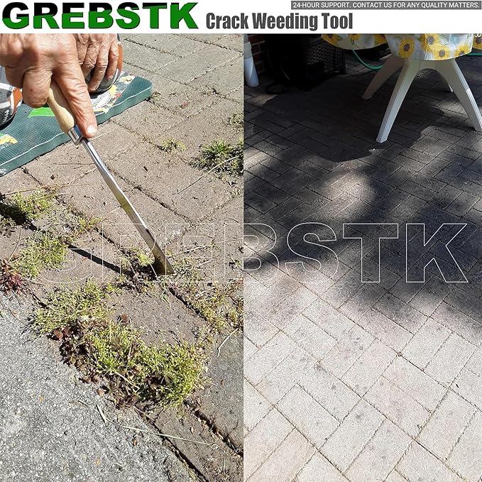 GREBSTK Crack Weeder Crevice Weeding Tool Stainless Steel Manual Weeder Beech Handle Gardening Tool