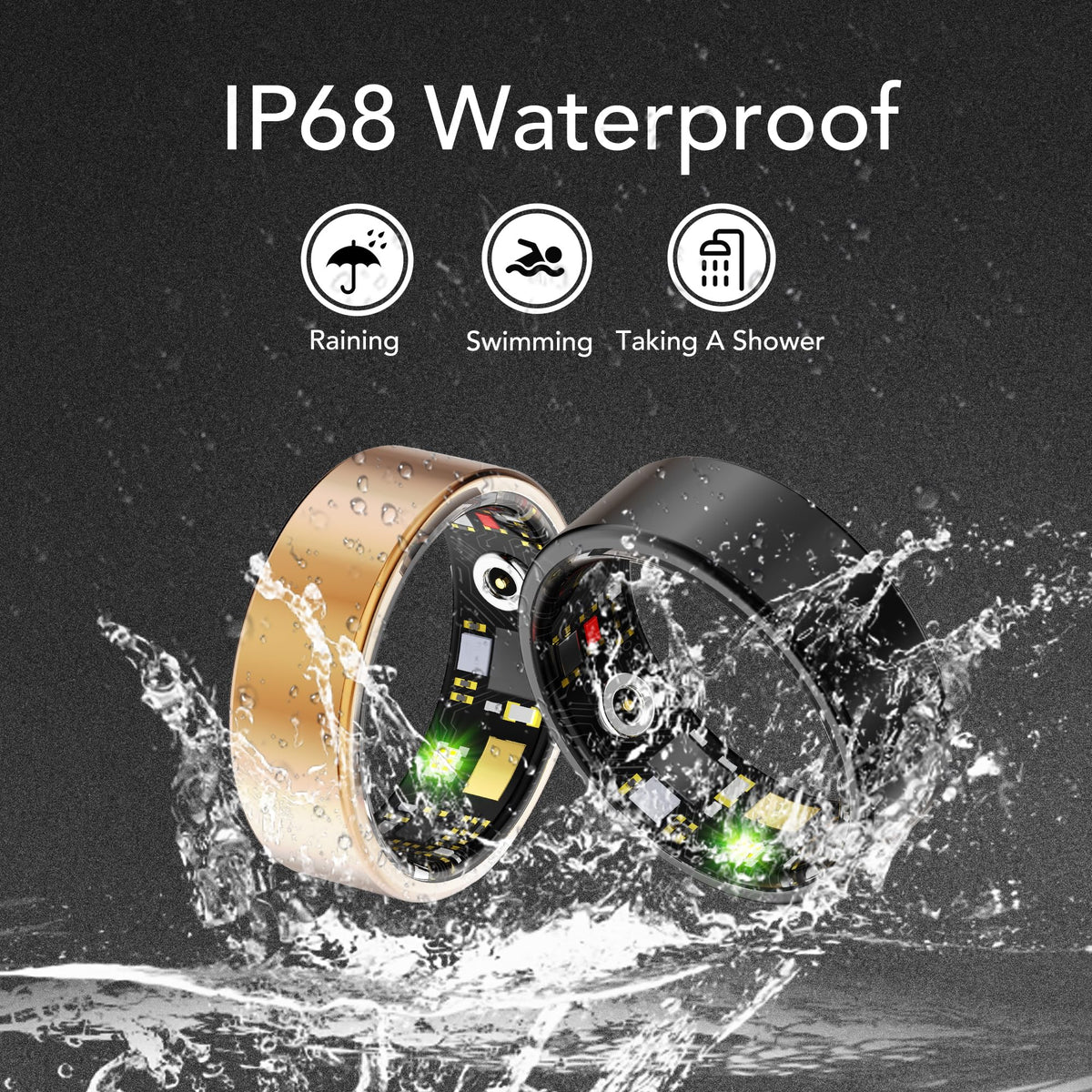 Milavan Smart Health Ring Fitness Tracker for Men Women, Sleep, Stress & Activity Monitoring, IP68 Waterproof, Long Lasting Battery, No Subscription Fees, Compatible with iOS & Android, Coral 6