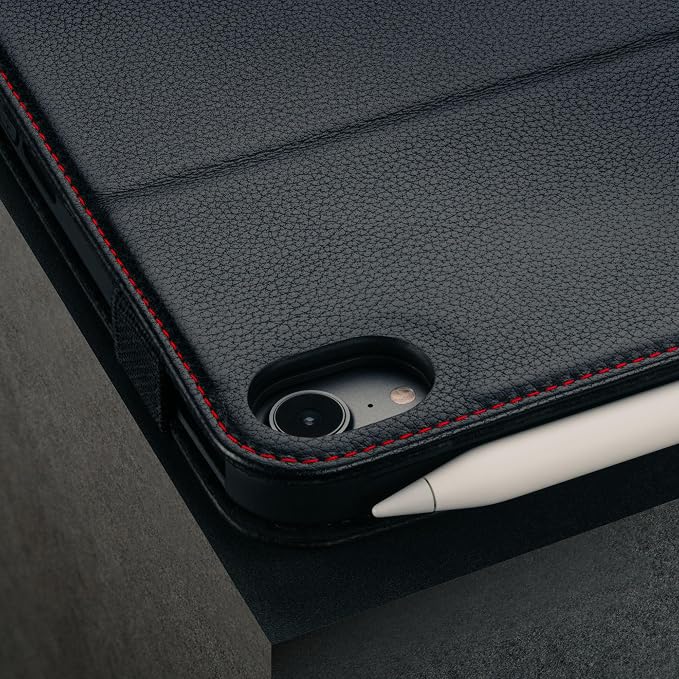 TORRO Case Compatible with iPad mini 7/6 – Genuine Leather iPad mini 7th / 6th Generation (2024/2021) Cover with Stand Function Apple Pencil Connectivity and Wake Sleep Function (Black)