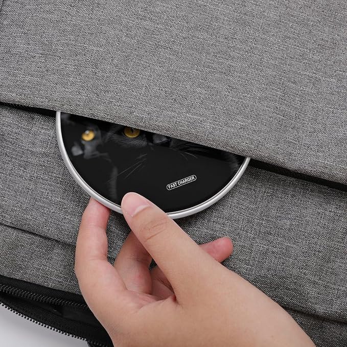 Black Cats Eyes Wireless Charger with Aluminum Alloy Frame Qi Certified Fast Wireless Charging Pad 10W Charging Station Portable Phone Charger for All Wireless Charging Phone