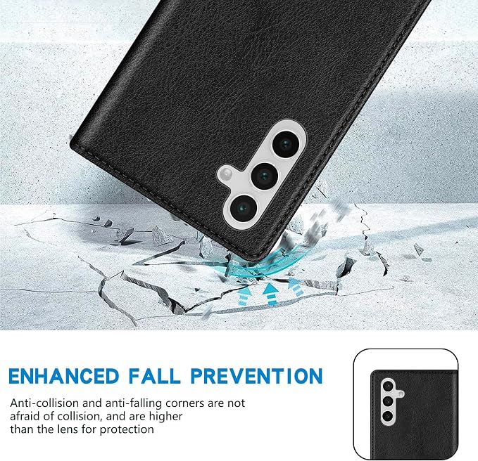 ZZXX for Samsung Galaxy S25 Wallet Case with [RFID Blocking] Card Slot Stand Strong Magnetic Leather Flip Fold Protective Phone Case for Samsung Galaxy S25 Case Wallet(Black-6.2 inch)