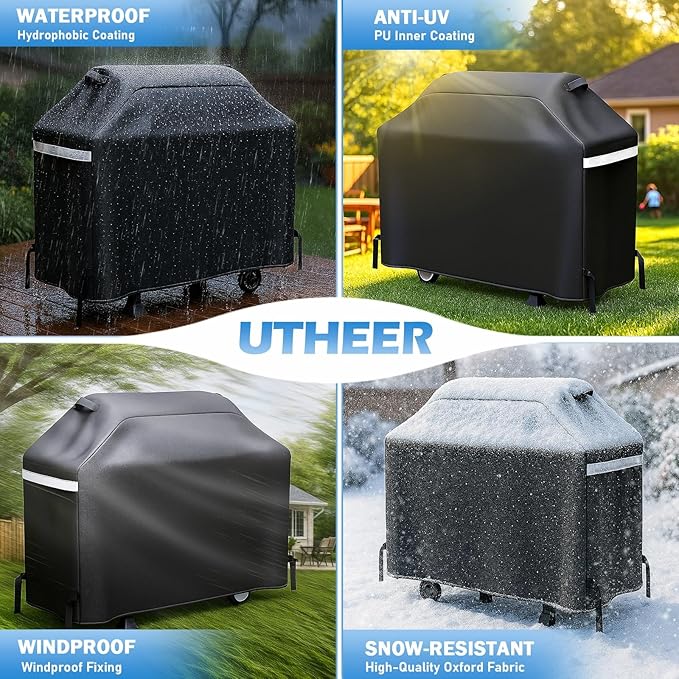 55 Inch Grill Cover-Universal BBQ Gas Cover for Outdoor Gas Grills, fit Charbroil Performance CB1250011P6 Nexgrill Grills 2-4 Burner, for Weber Spirit II 200 & 300, for Dyna-Glo Brinkmann Kenmore