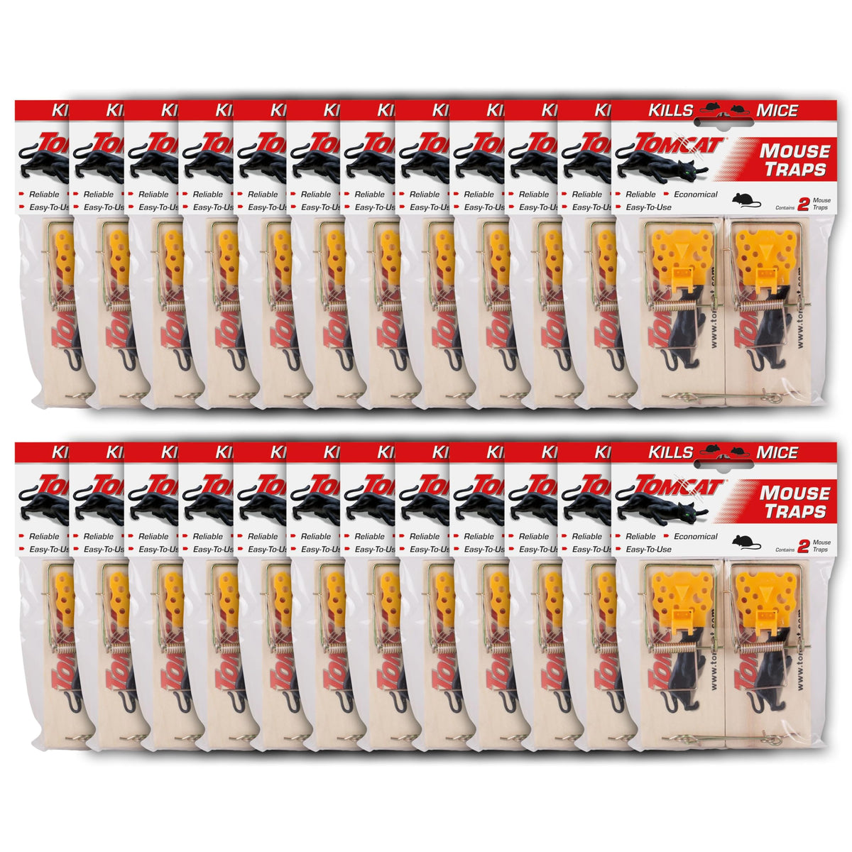 Tomcat Mouse Traps (Wooden), Easy to Use, Effective Way to Catch Mice, 24-Pack