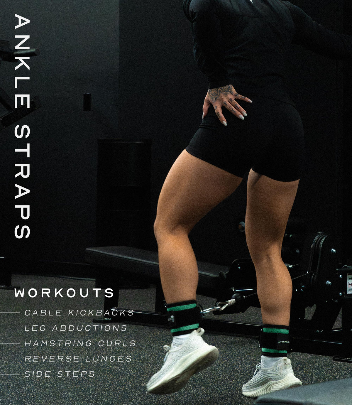 Gymreapers Ankle Straps (Pair) For Cable Machine Kickbacks, Glute Workouts, Lower Body Exercises - Adjustable Leg Straps with Neoprene Padding (Mint, Pair)