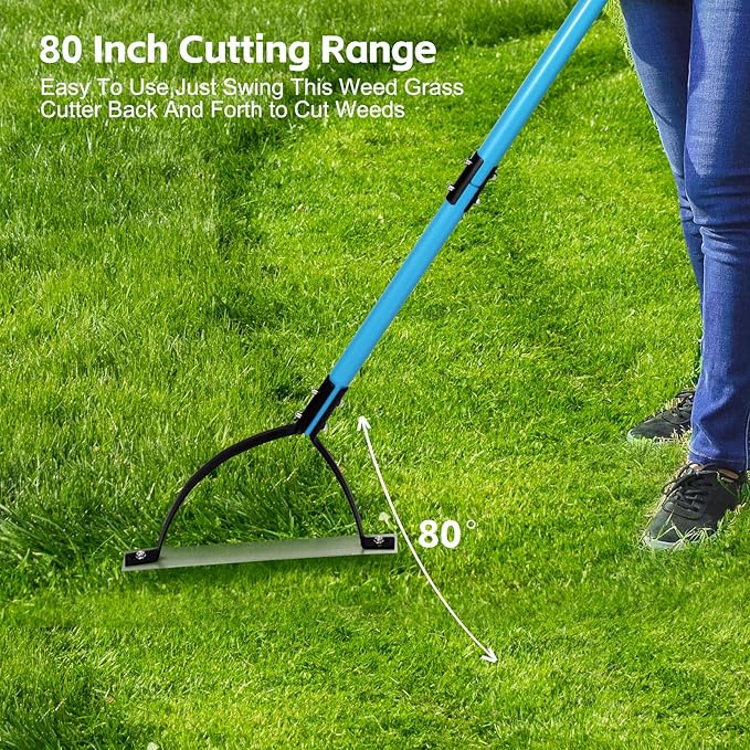 sancat Weed Cutter with Double-Edged Sharp Blade,51 inch Stainless Steel Weeder,Grass Cutter Tool for Garden, Yard, Field and Ditches,Garden Weed Wacker, Sickle with Long Handle