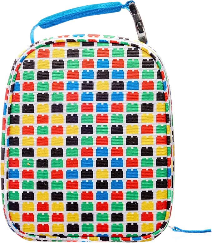 LEGO Kids Classic Heritage Lunch Box, Insulated Soft Reusable Lunch Bag Meal Container for Boys and Girls, Perfect for School or Travel, Meal Tote Keeps Food Cold, Checkered Brick