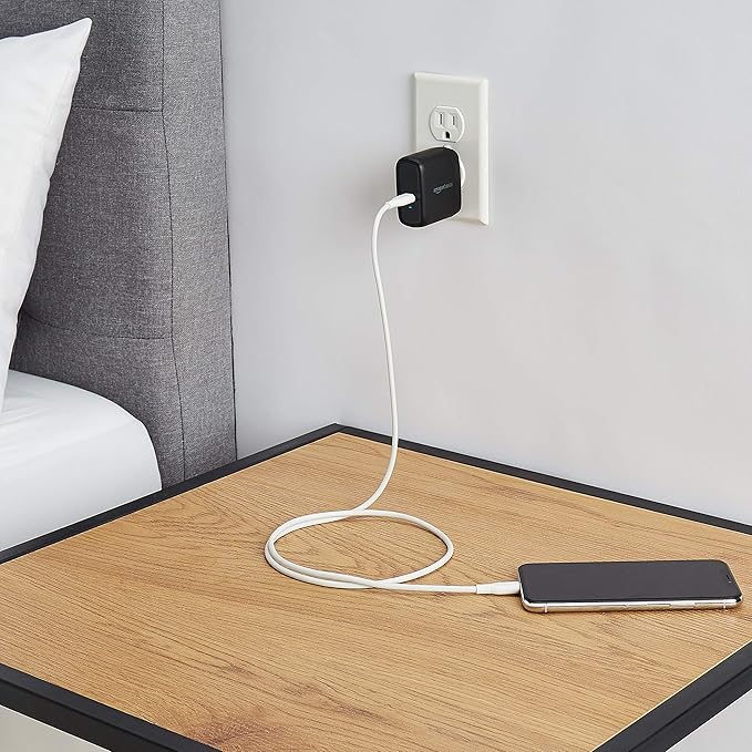 Amazon Basics 68W Two-Port GaN Wall Charger with 1 USB-C (60W) &amp 1 USB-A Ports (18W) with PD for Laptops Tablets &amp Phones (iPhone 16/15/14/13/12/11/X iPad MacPro Samsung More) Non-PPS B