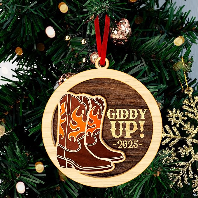 Cowboy Boot Ornament - Perfect for Cowboy Christmas Tree Decorations, Unique Themed Ornaments for Dad, Ideal Cowboys Ornament for Christmas, Collectible Cowboy Boot Ornaments for Tree.