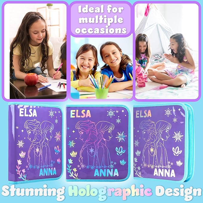 Disney Stitch Pencil Case for Girls Kids Tweens Colored Pencils Markers Pen Eraser Ruler Frozen School Supplies Stationary Gifts for Girls (Purple Frozen 1 Compartment)