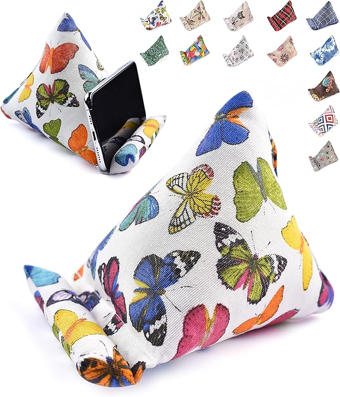 Handmade Phone Pillow Holder - The Wedge Mobile Device Stand - Fabric Phone Stand for All iPhones All Smartphones! 7 x 6.1 x 5.5 Inches (ABC)