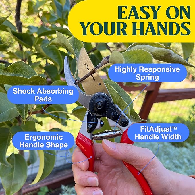 Haus & Garten EnduroPRO Ergonomic Bypass Pruners - Professional Titanium Garden Shears - Heavy Duty Hand Pruning Scissor, Tree Trimmer, Gardening Tool, Branch, Hedge, Rose, Shrub & Bush Clippers