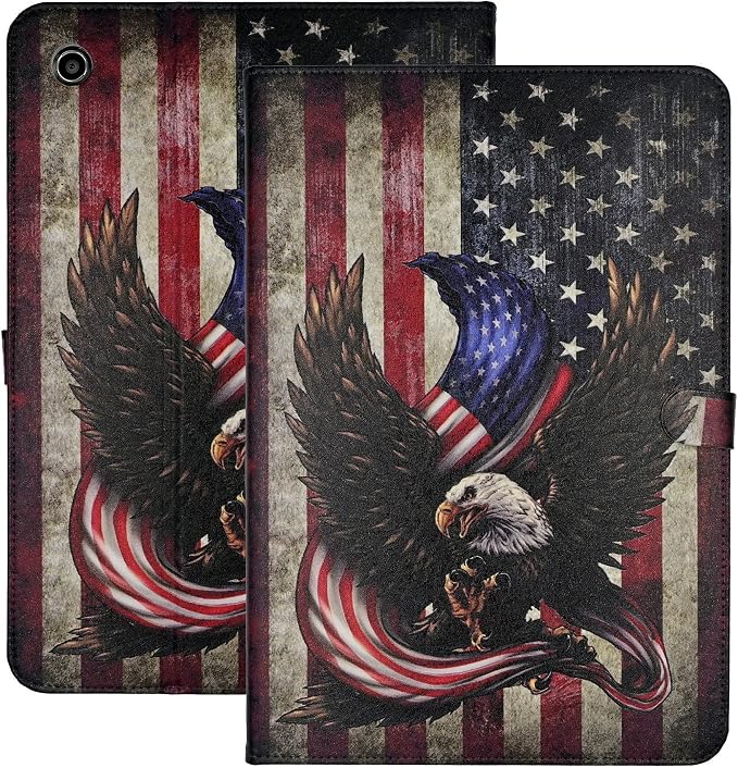 Case for Amazon Fire HD 10 Tablet 7th / 9th Generation 2017/2019 Release American Football Lightweight PU Leather Folding Stand Cover with Auto Wake/Sleep