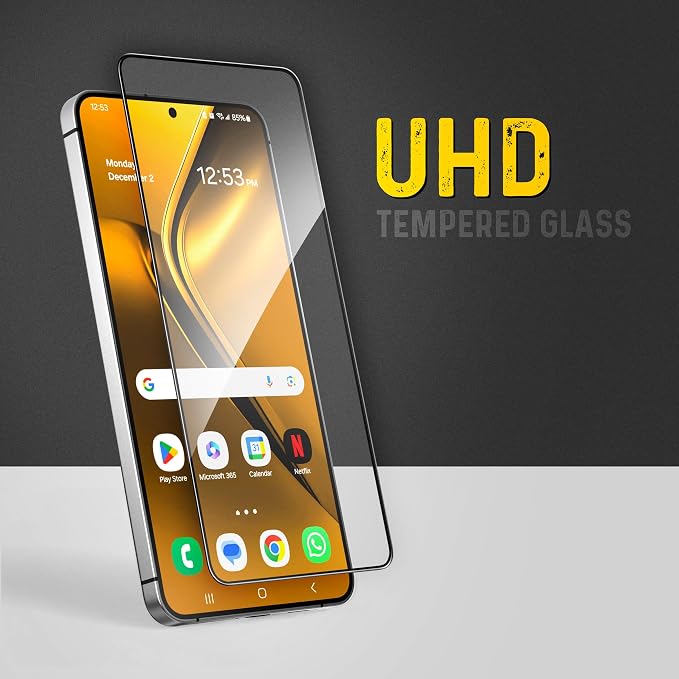 magglass Designed for Samsung Galaxy S25 Tempered Glass Screen Protector [Fingerprint Compatible] with Camera Lens Guard (Applicator Included)