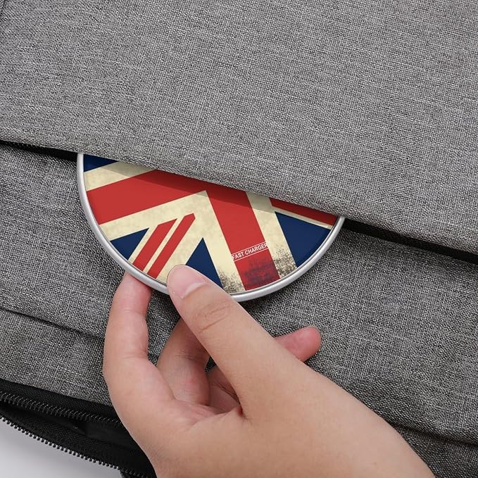UK Flag Wireless Charger with USB Cable Qi-Certified 10W Fast Wireless Charging Pad Portable Charging Station Anti-Slip Slim Charger Mat for All Qi-Enabled Phones