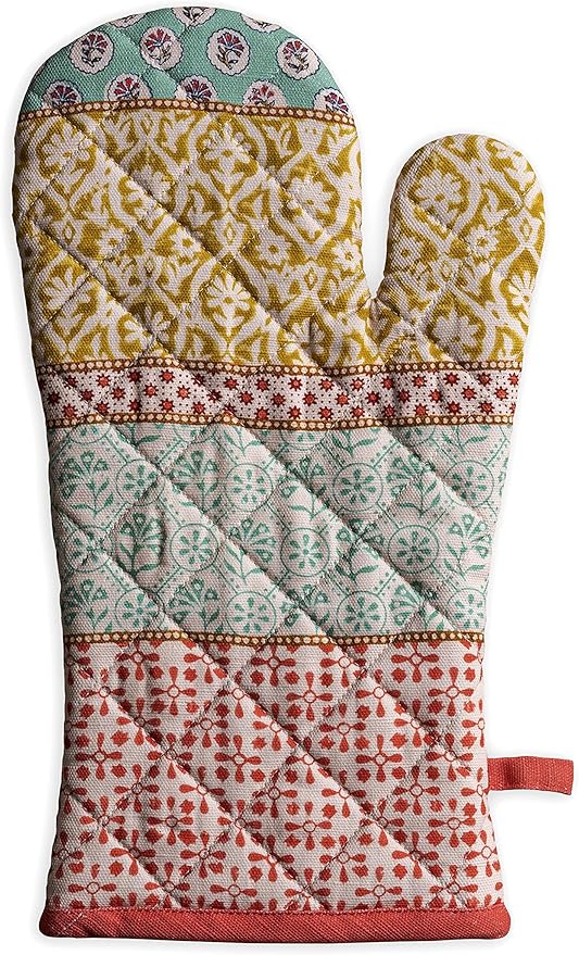 Maison d' Hermine Oven Gloves 100% Cotton Oven Mitt 7" x 13" with Loop Heat Resistant, BBQ, Cooking Gloves, Baking, Grilling, Kitchen, Handling Hot Pans Spring/Summer (Pack of 1, Provence)