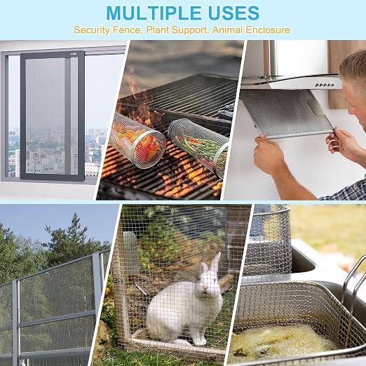 4 Pcs 13x9 20 Mesh 304 Stainless Steel Wire Mesh Sheet, Rustproof Metal Mesh