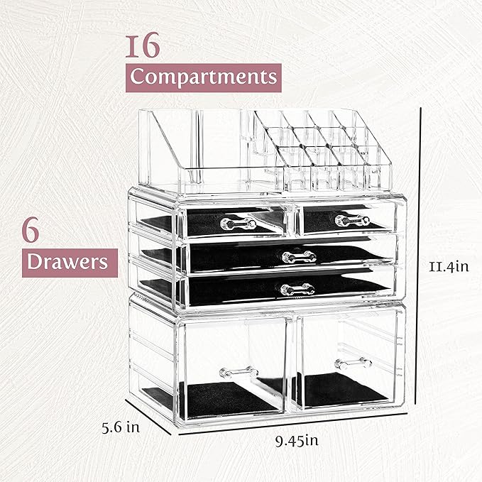 Masirs Clear Cosmetic Storage Organizer, Classy Design, Versatile, Simplifies Your Life