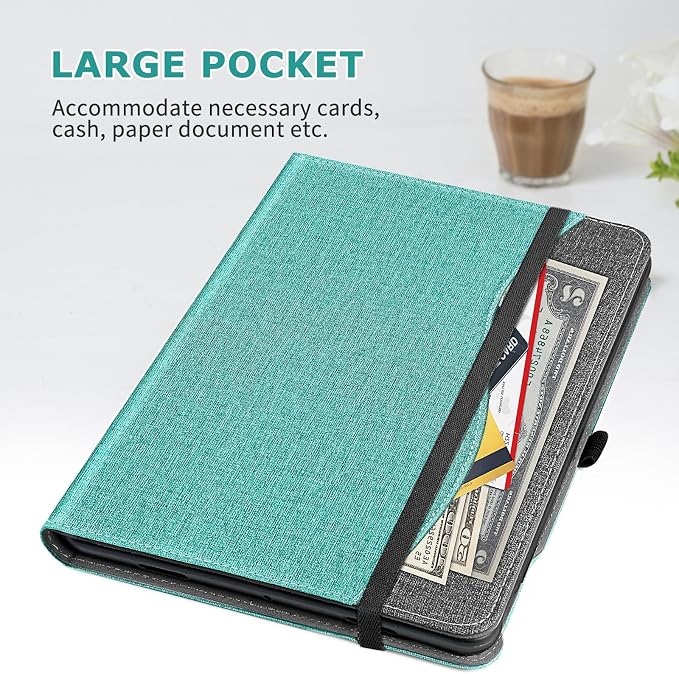 Case for Google Pixel Tablet (11-inch 2023) Multi-Angle Viewing Protective Stand Cover with Pencil Holder &amp Pocket and Protective Tape Compatible with Charging Speaker Dock Cyan