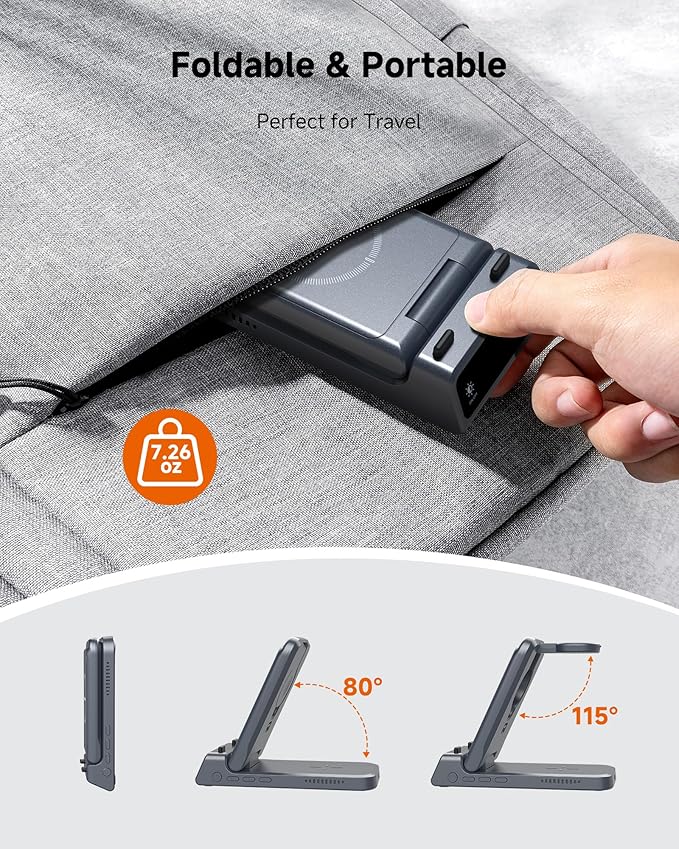 Wireless Charger for iPhone, SwanScout 703A, Charging Station for iPhone 16/15/14/13/12/11 Series, for Apple Watch Series 10/Ultra 2/9/8/7/SE 2/SE, for Airpods 4/Pro 2/3 (No Adapter)