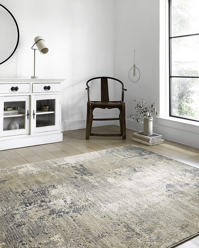 Loloi Teagan Collection TEA-06 Sand/Mist 7'-11" x 10'-6" Area Rug, Large, Soft Neutral Rug, High-Traffic for Living Room, Bedroom, Home Office, Dining Area