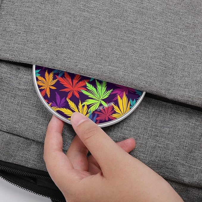Bright Colorful Weed Pattern Wireless Charger Fast Charging Pad | Anti-Slip Qi Certified Wireless Charging Pad for All Phones with Wireless Charging Function for Home Office Travel