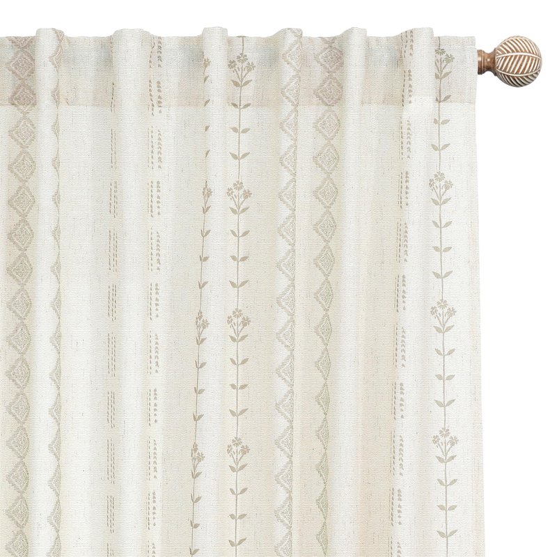 Farmhouse Curtains for Living Room 63 Inch Length,Modern Elegant Subdued Subtle Traditional Pattern Custom Window Livingroom Curtains Drapes 63 Inches Long 2 Panels