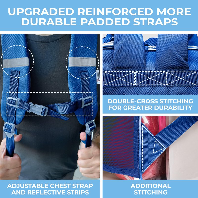 SHYLERO Clear Backpack Heavy Duty has TSA Lock, 2-WAY Zipper. PVC Transparent Backpack Is Extra Large - H18''xW14''xD8 - Blue