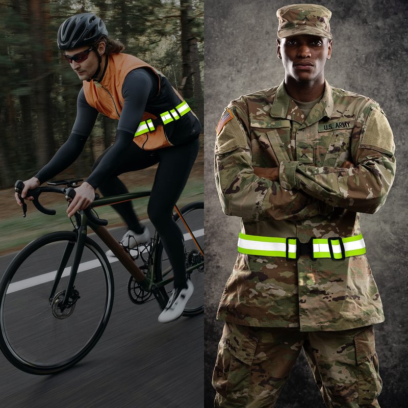 HiVisible Reflective Belt for Running - Army PT Gear (10 x Green)