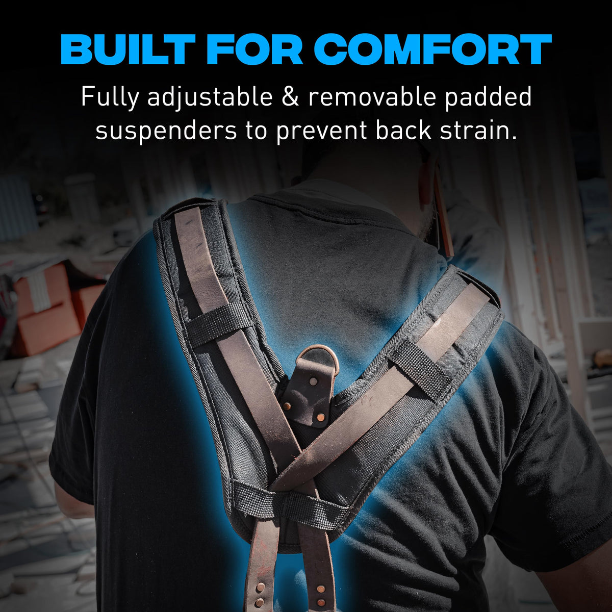 OX Pro Oil‑Tanned Leather Carpenter Tool Belt with Padded Suspenders & Dual Hammer Loops
