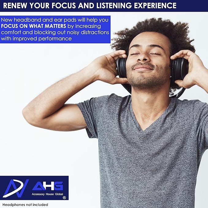 Replacement QC35 / QC35 ii earpads and QC35 Headband / QC35 ii Headband V3 pad Cushion Compatible with Bose QuietComfort 35 (QC35) and Bose QuietComfort 35 ii (QC35 ii) (AHG-QC35-COMBO-SHPSKN-HB)