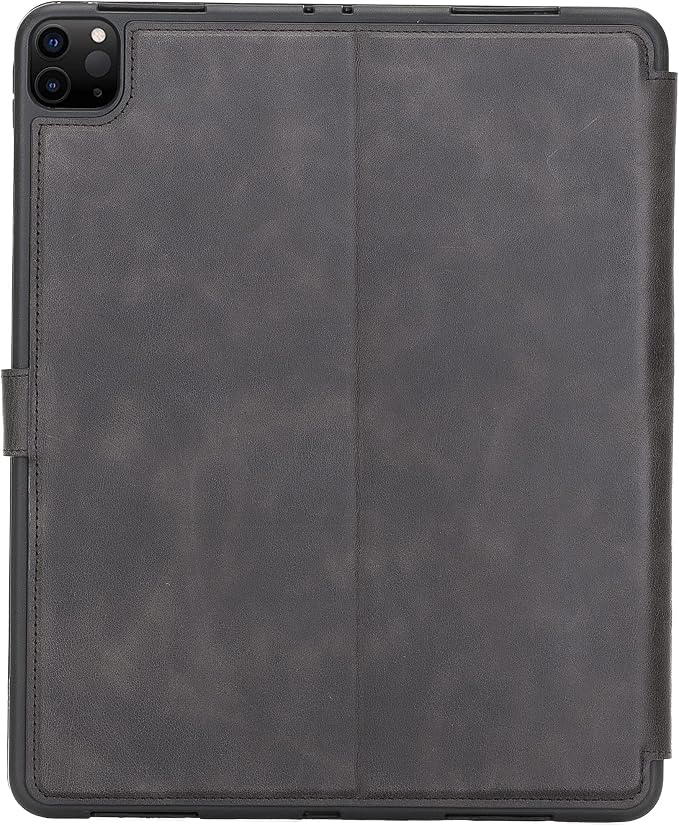 Genuine Leather Handmade iPad 10.2 Magnetic Closure Case with Separeted Compartments and Card Slots for Women &amp Men (8th Gen 2020) (7th Gen 2019) (Black)