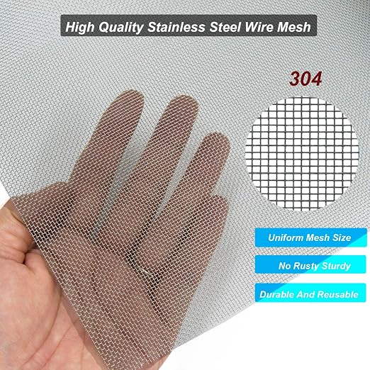 304 Stainless Steel Mesh 60Mesh, 15.7"x47.2" Metal Mesh Screen, Woven Fine Wire
