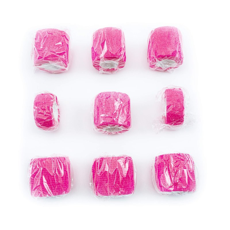 FRESINIDER 9 Rolls Self Adhesive Wrap Athletic Tape Gauze, Breathable Elastic Cohesive Bandage for Sports Injury & Pet (7 Pcs 2" x 5 Yards + 2 Pcs 1" X 5 Yards) (Pink)